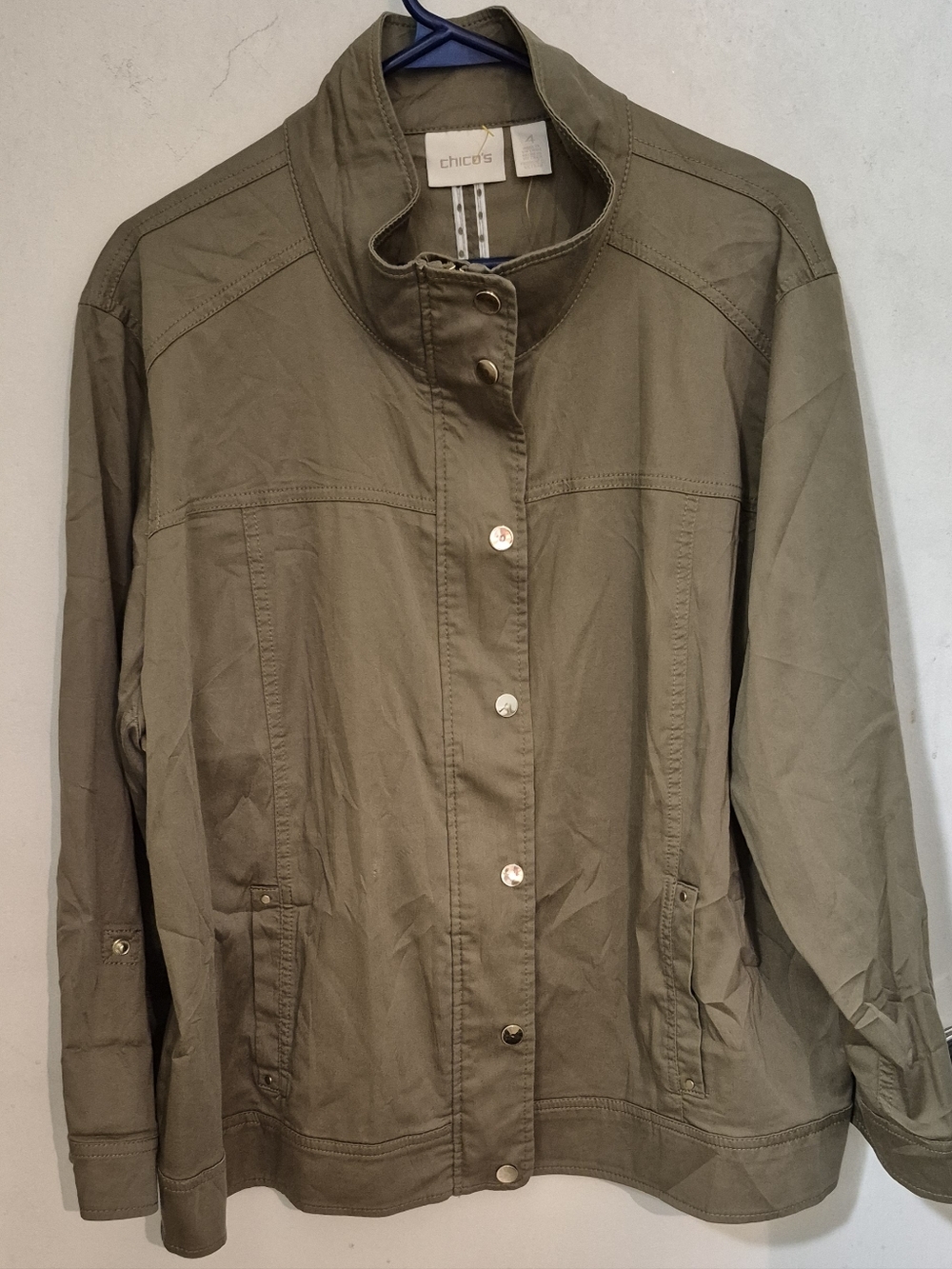 Chico's Olive Green Utility Jacket Sz.4 NWT